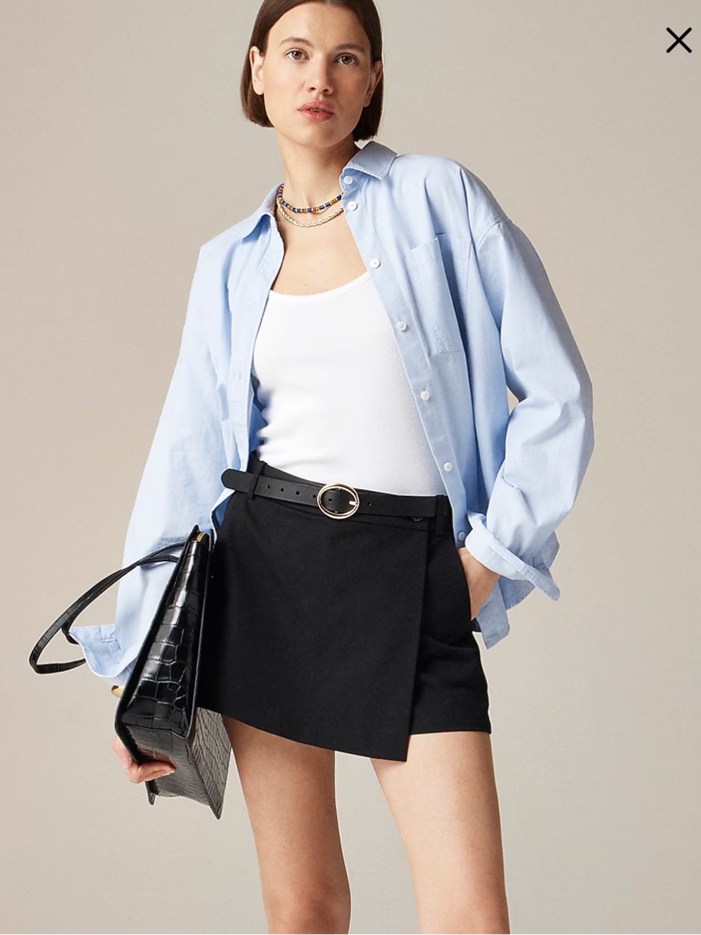 NWT J. Crew Black Asymmetrical Wrap Skort